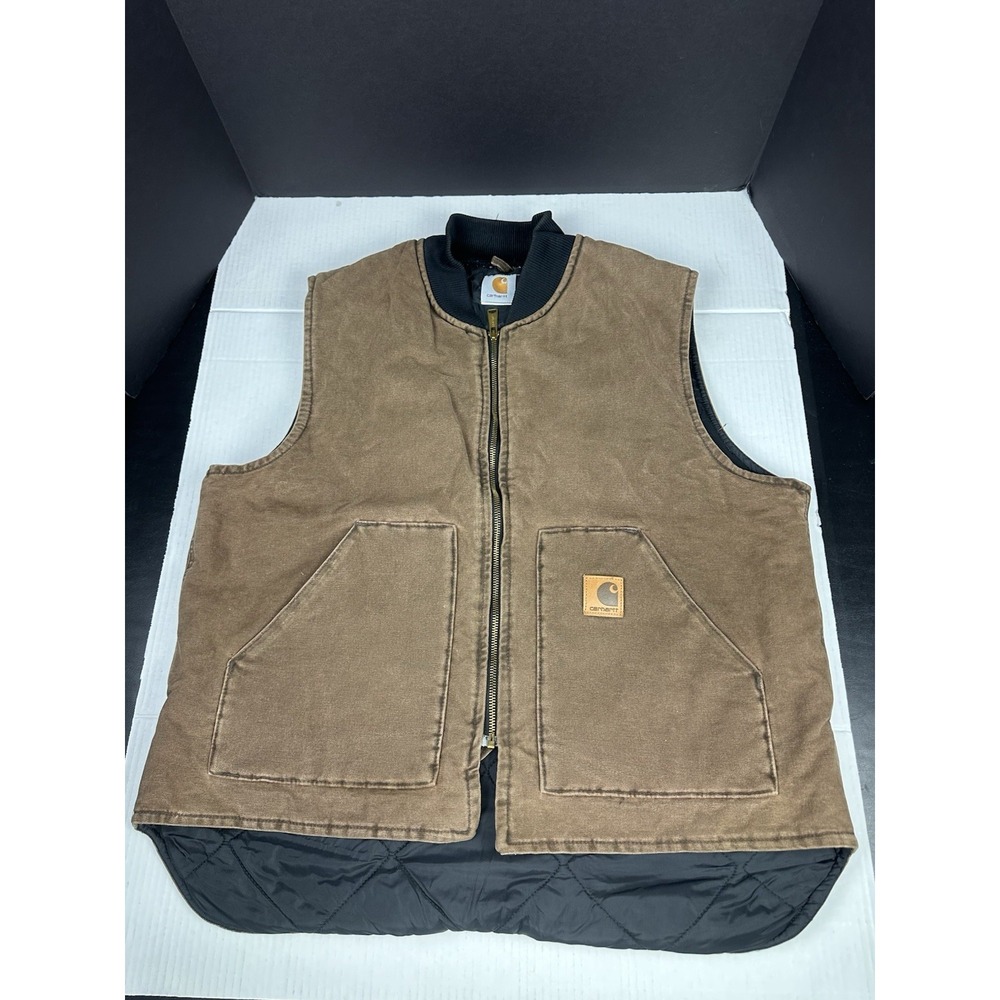 Carhartt Vest, XL Dark Brown Quilted Lining Cut Tag